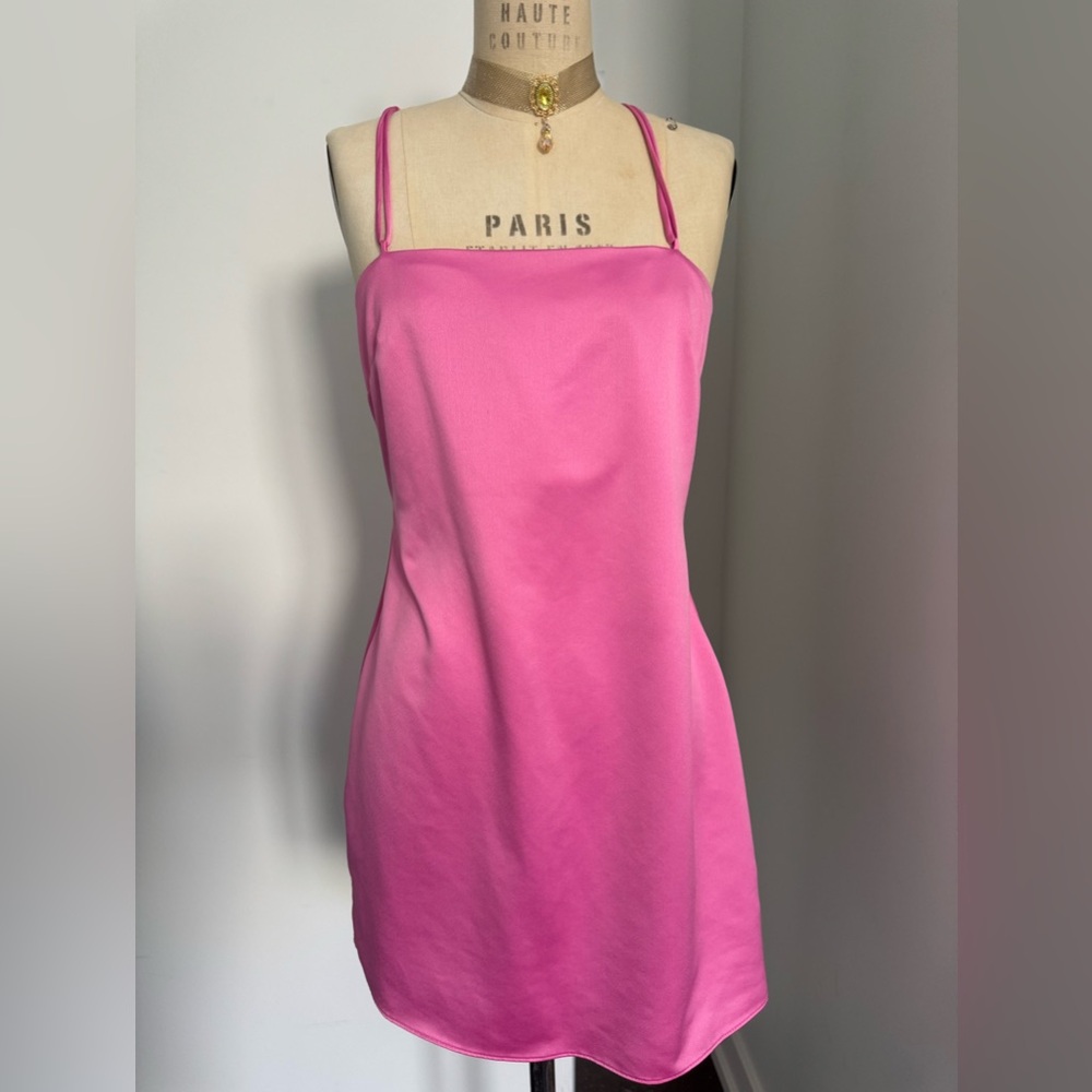 Topshop strappy satin mini Pink Slip dress